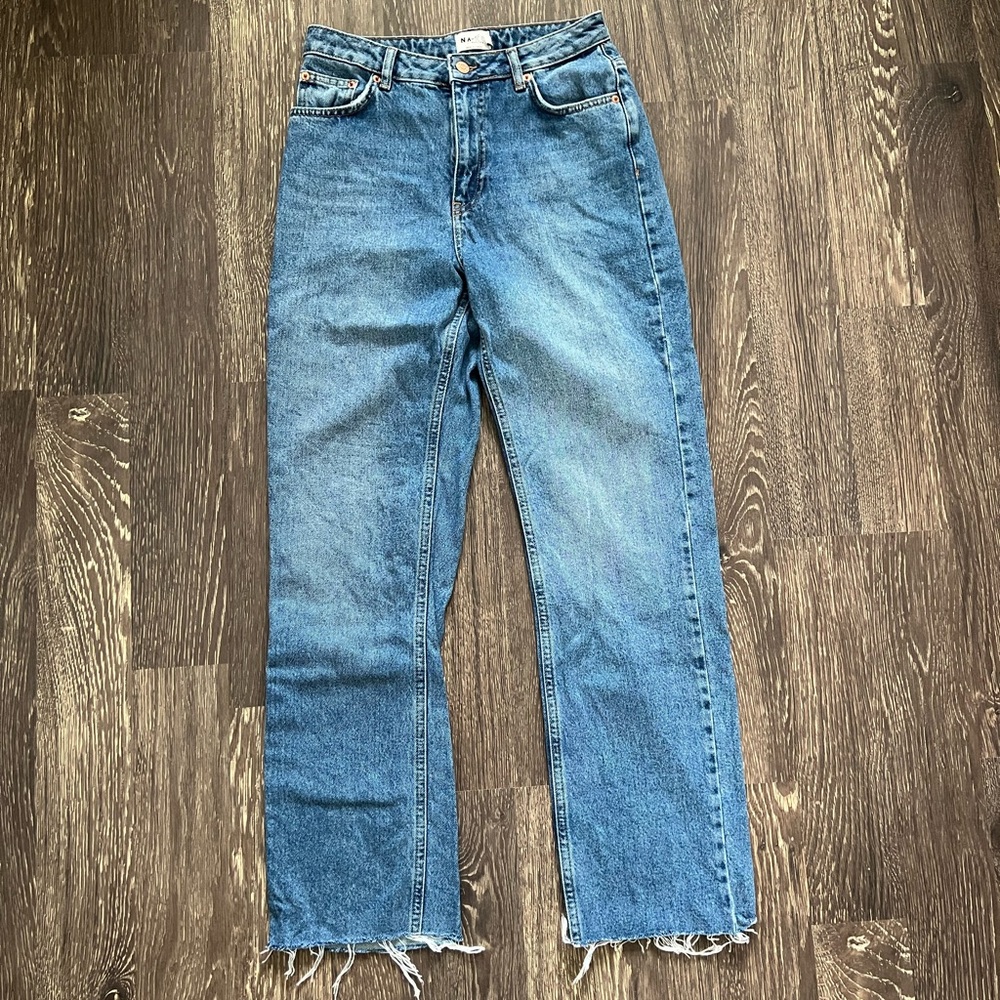 Nakd straight leg raw hem jeans